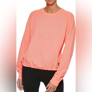 Dkny Coral Mesh Long Sleeve Pullover